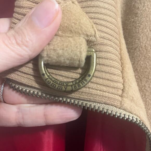 Vintage Y2K Deadstock NWT Tommy Hilfiger Bomber Jacket Fleece Tan Women's sz. XL - Picture 8 of 11